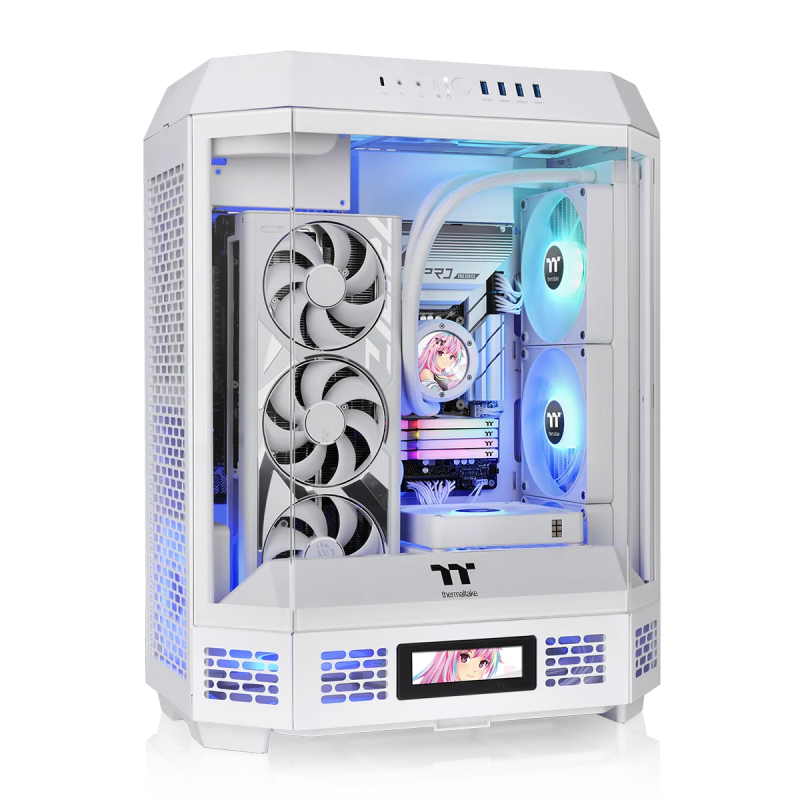 The Tower 600 Snow/White/Win/SPCC/Tempered Glass*3/CT140 White Fan*2/Color Box/With Screen Metal Panel